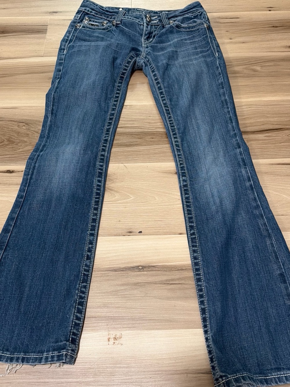 Miss Me Dark Blue Flare Wide-Leg Jeans
